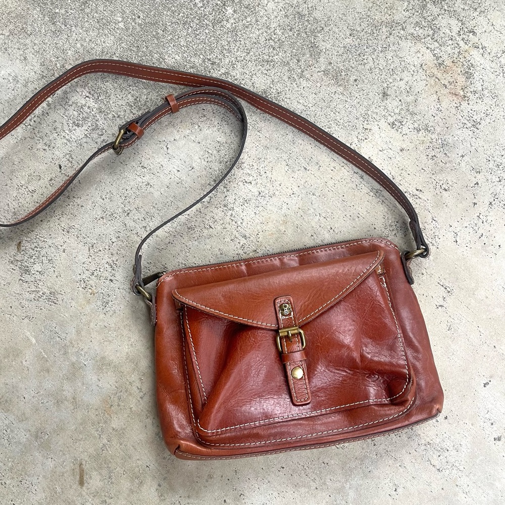 Patricia Nash Avellino Crossbody Organizer Purse Bag Brown Leather Western